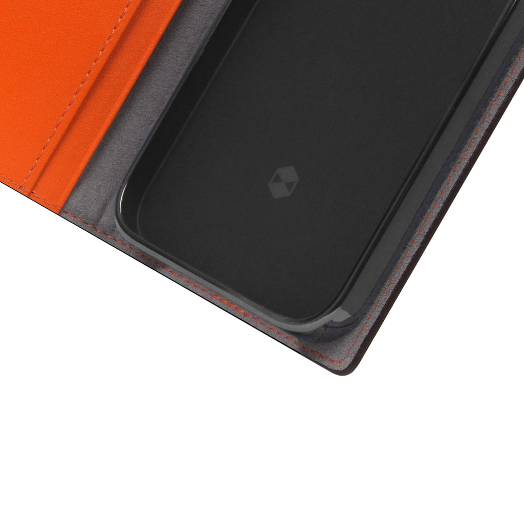 D5 Edition Calf Skin Leather Diary Case for iPhone 13 (Orange)