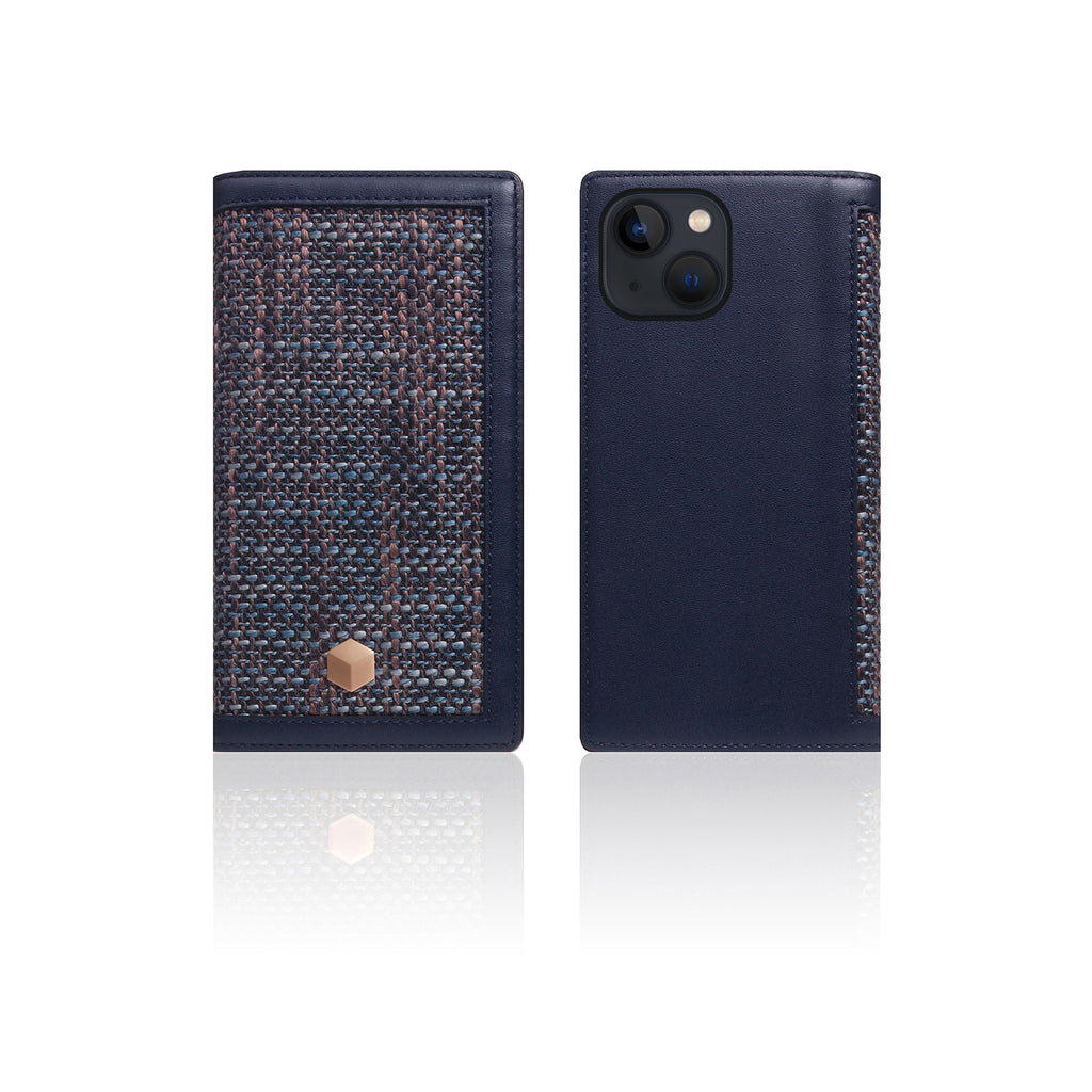 D5 Edition Calf Skin Leather Diary Case for iPhone 13 mini (Navy)