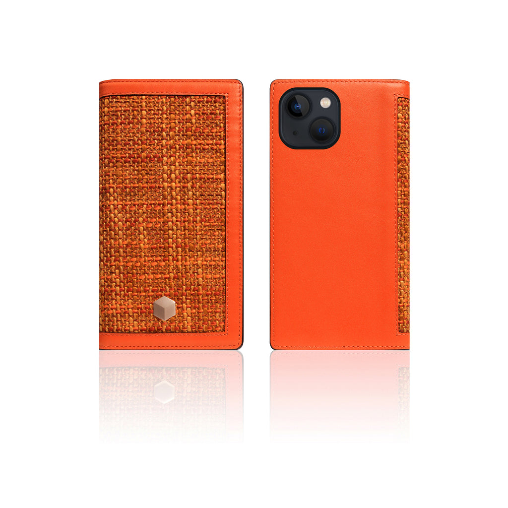 D5 Edition Calf Skin Leather Diary Case for iPhone 13 mini (Orange)
