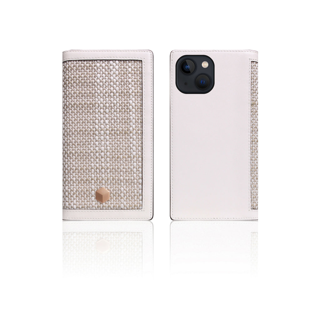 D5 Edition Calf Skin Leather Diary Case for iPhone 13 mini (White)