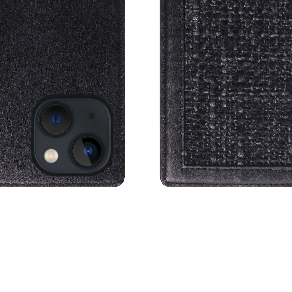 D5 Edition Calf Skin Leather Diary Case for iPhone 13 mini (Black)
