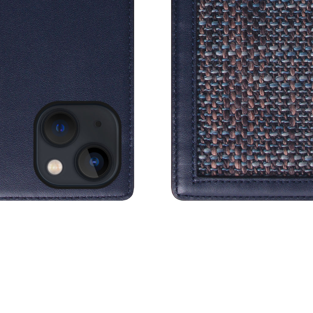 D5 Edition Calf Skin Leather Diary Case for iPhone 13 mini (Navy)