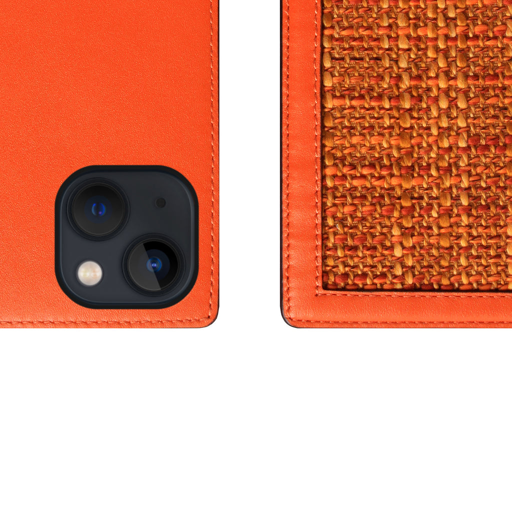 D5 Edition Calf Skin Leather Diary Case for iPhone 13 mini (Orange)