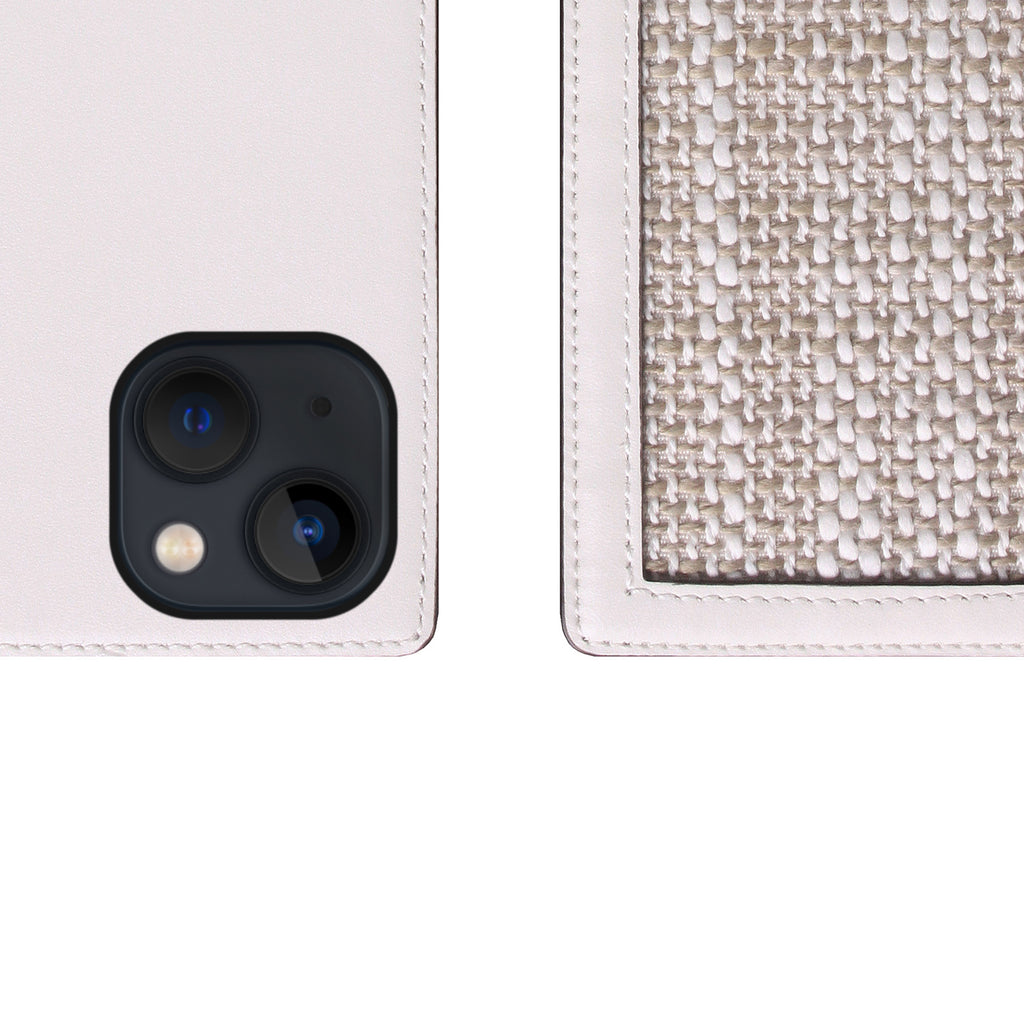 D5 Edition Calf Skin Leather Diary Case for iPhone 13 mini (White)