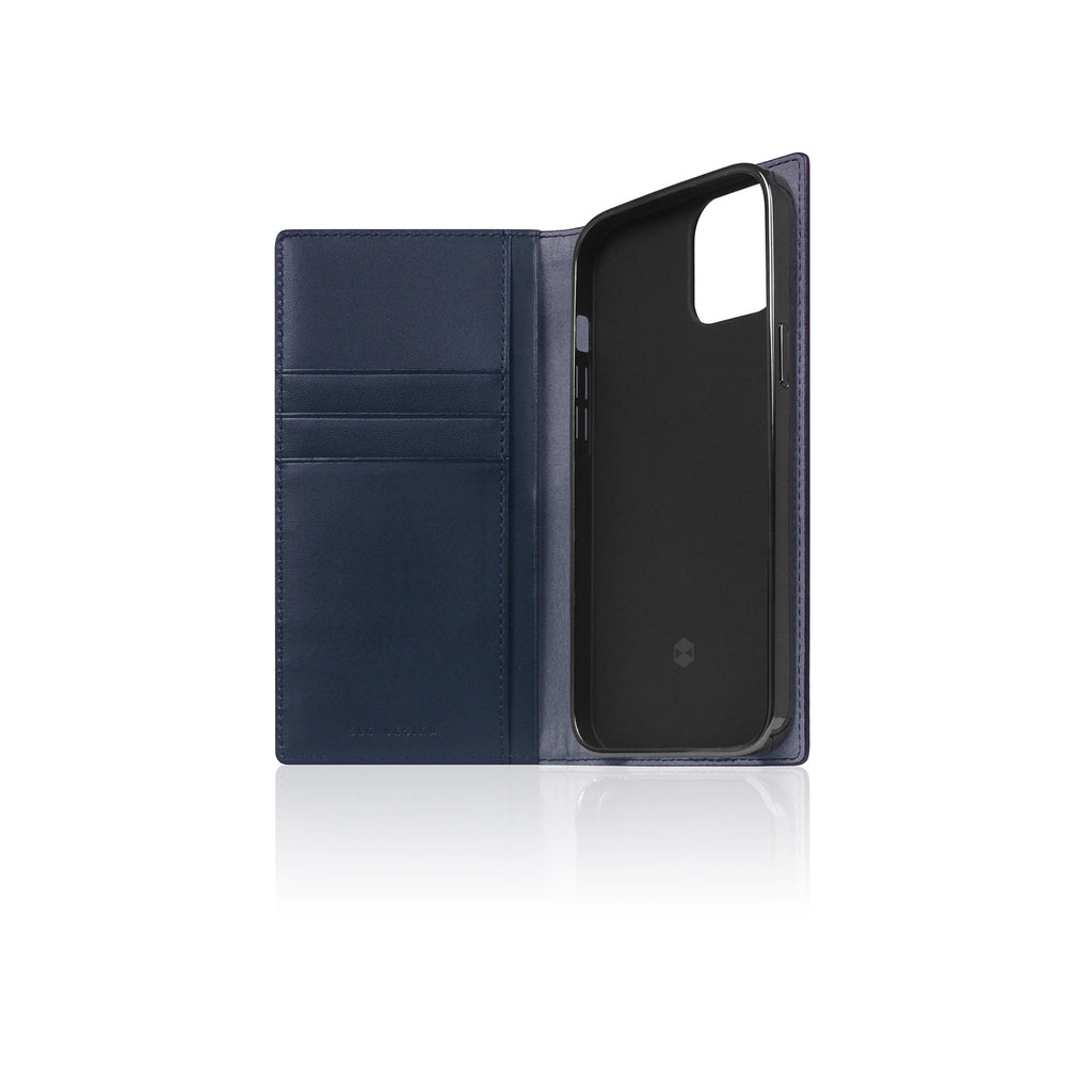 D5 Edition Calf Skin Leather Diary Case for iPhone 13 mini (Navy)