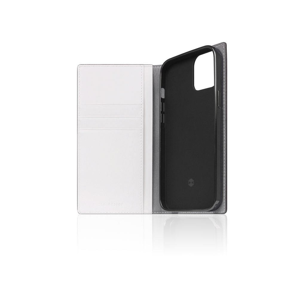 D5 Edition Calf Skin Leather Diary Case for iPhone 13 mini (White)