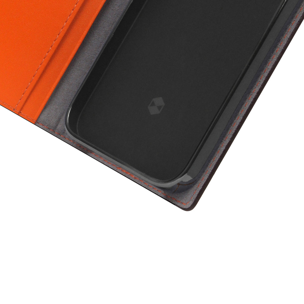 D5 Edition Calf Skin Leather Diary Case for iPhone 13 mini (Orange)