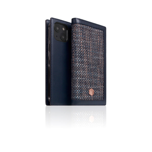 D5 Edition Calf Skin Leather Diary Case for iPhone 13 mini (Navy)