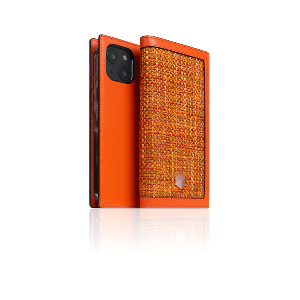 D5 Edition Calf Skin Leather Diary Case for iPhone 13 mini (Orange)
