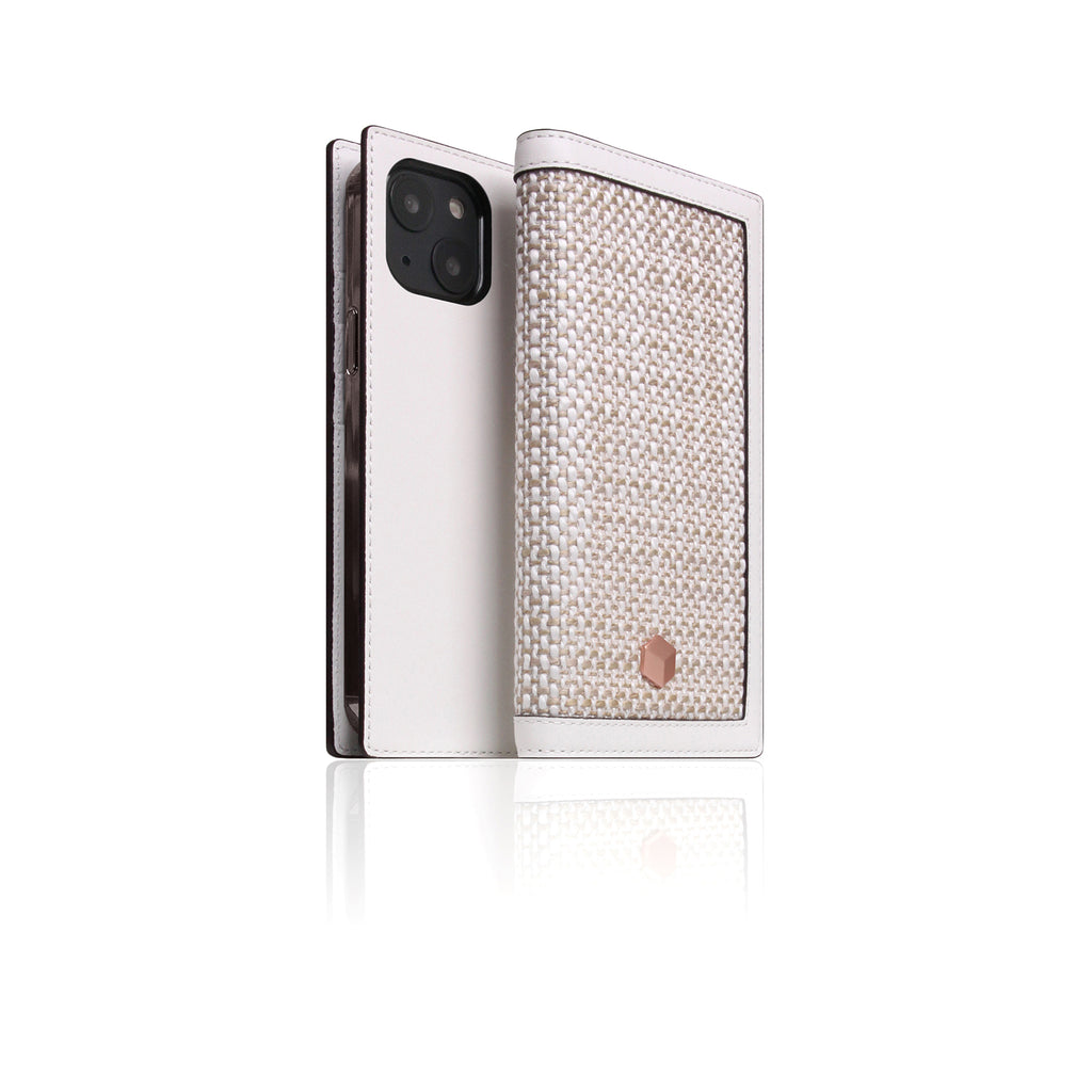D5 Edition Calf Skin Leather Diary Case for iPhone 13 mini (White)