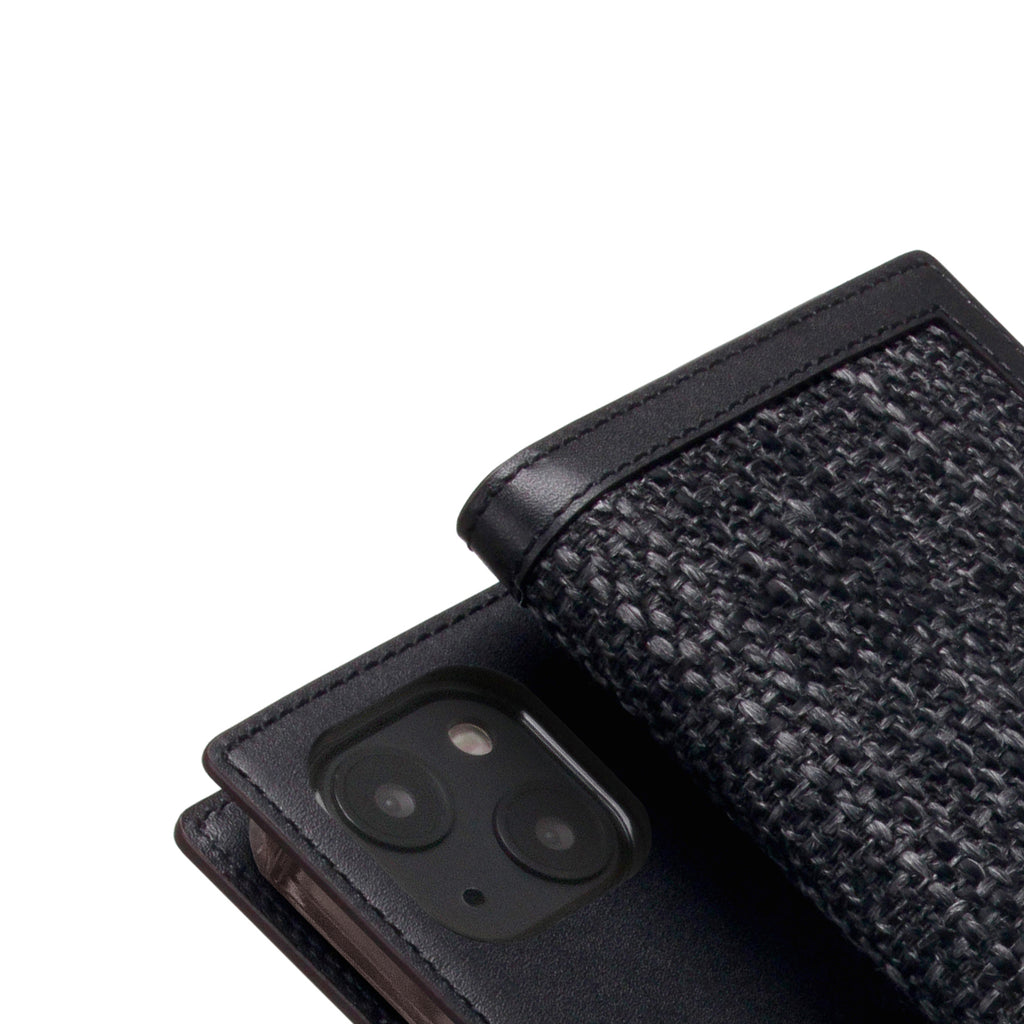 D5 Edition Calf Skin Leather Diary Case for iPhone 13 mini (Black)