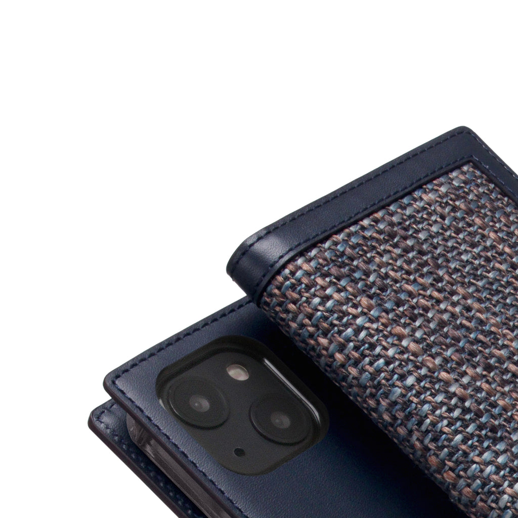 D5 Edition Calf Skin Leather Diary Case for iPhone 13 mini (Navy)