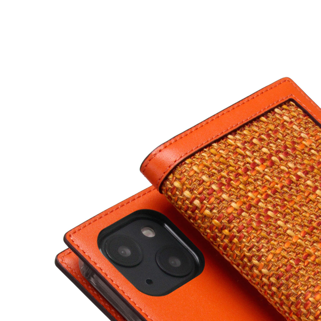 D5 Edition Calf Skin Leather Diary Case for iPhone 13 mini (Orange)