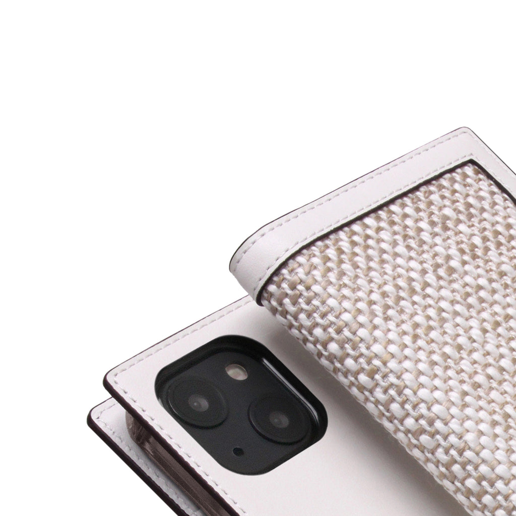 D5 Edition Calf Skin Leather Diary Case for iPhone 13 mini (White)
