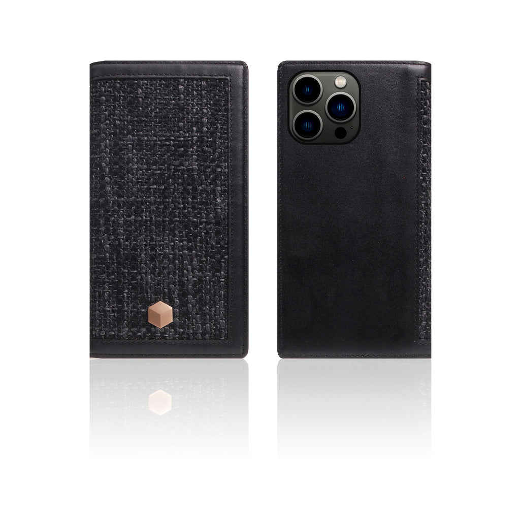 D5 Edition Calf Skin Leather Diary Case for iPhone 13 Pro (Black)