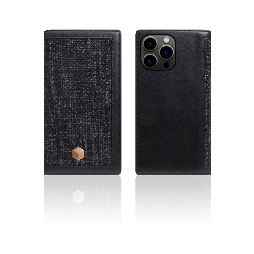 D5 Edition Calf Skin Leather Diary Case for iPhone 14 Pro (Black)