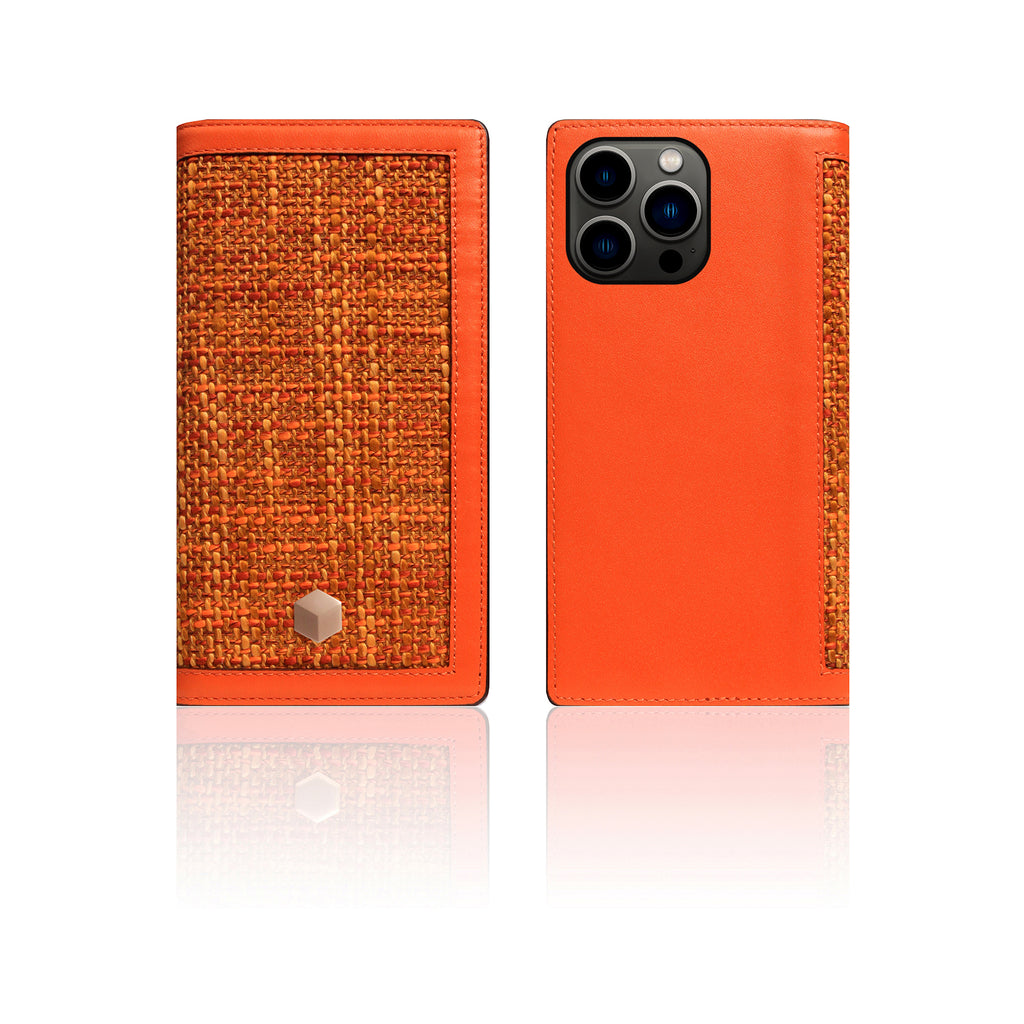 D5 Edition Calf Skin Leather Diary Case for iPhone 13 Pro (Orange)