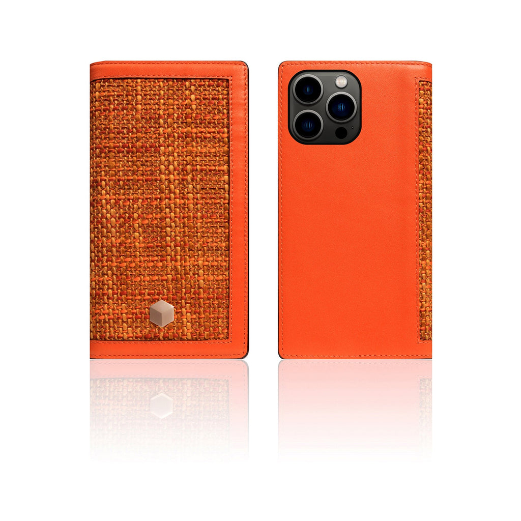 D5 Edition Calf Skin Leather Diary Case for iPhone 14 Pro (Orange)