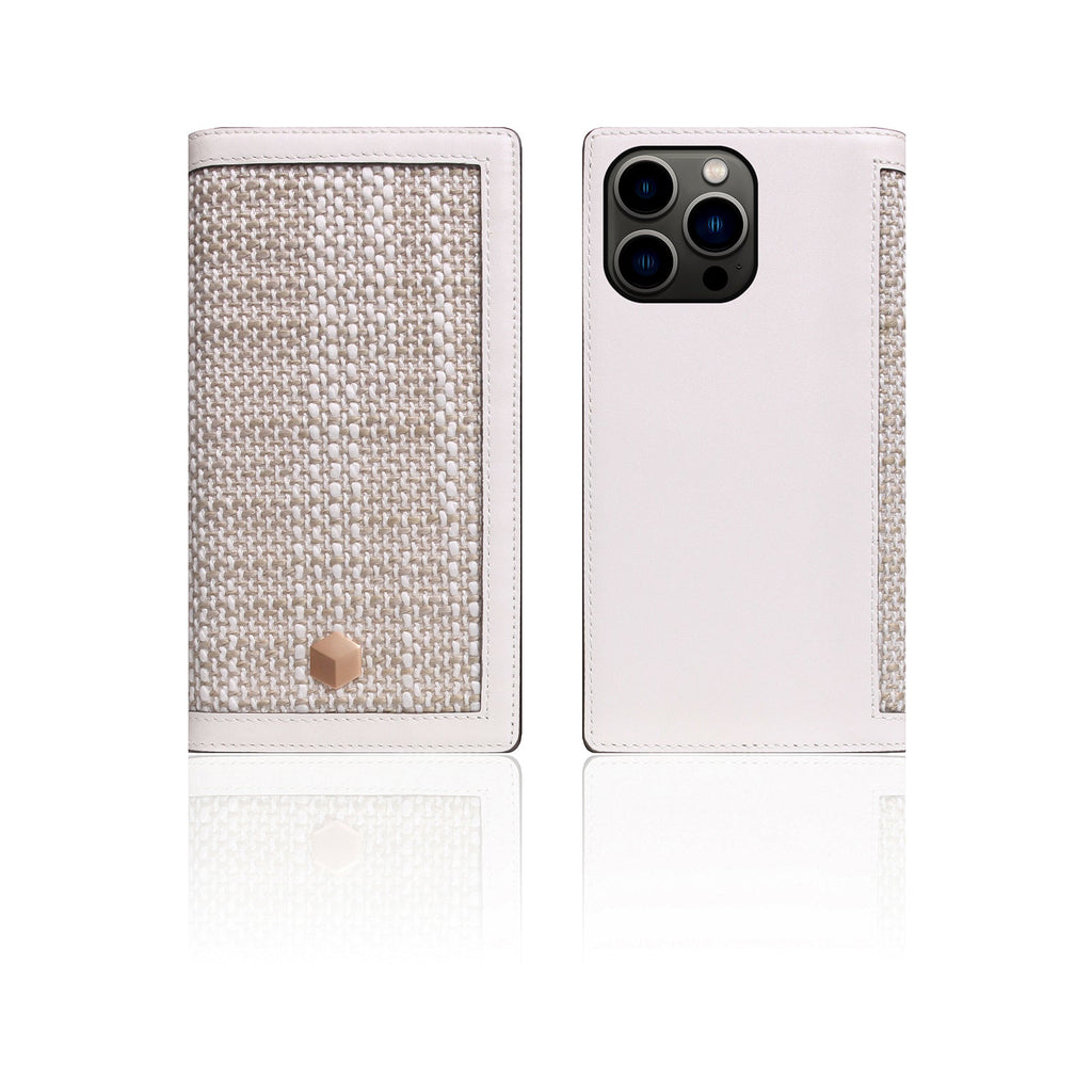 D5 Edition Calf Skin Leather Diary Case for iPhone 14 Pro (White)