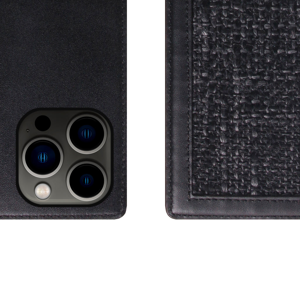 D5 Edition Calf Skin Leather Diary Case for iPhone 13 Pro (Black)