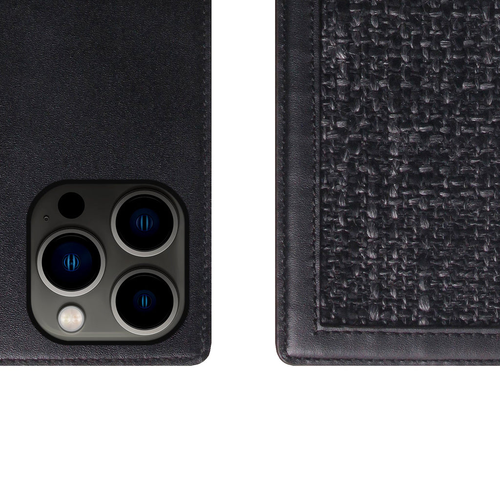 D5 Edition Calf Skin Leather Diary Case for iPhone 14 Pro (Black)