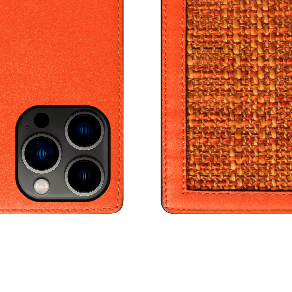 D5 Edition Calf Skin Leather Diary Case for iPhone 13 Pro (Orange)