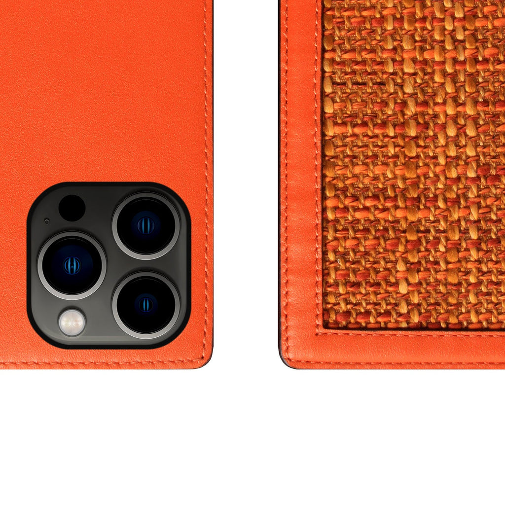 D5 Edition Calf Skin Leather Diary Case for iPhone 14 Pro (Orange)