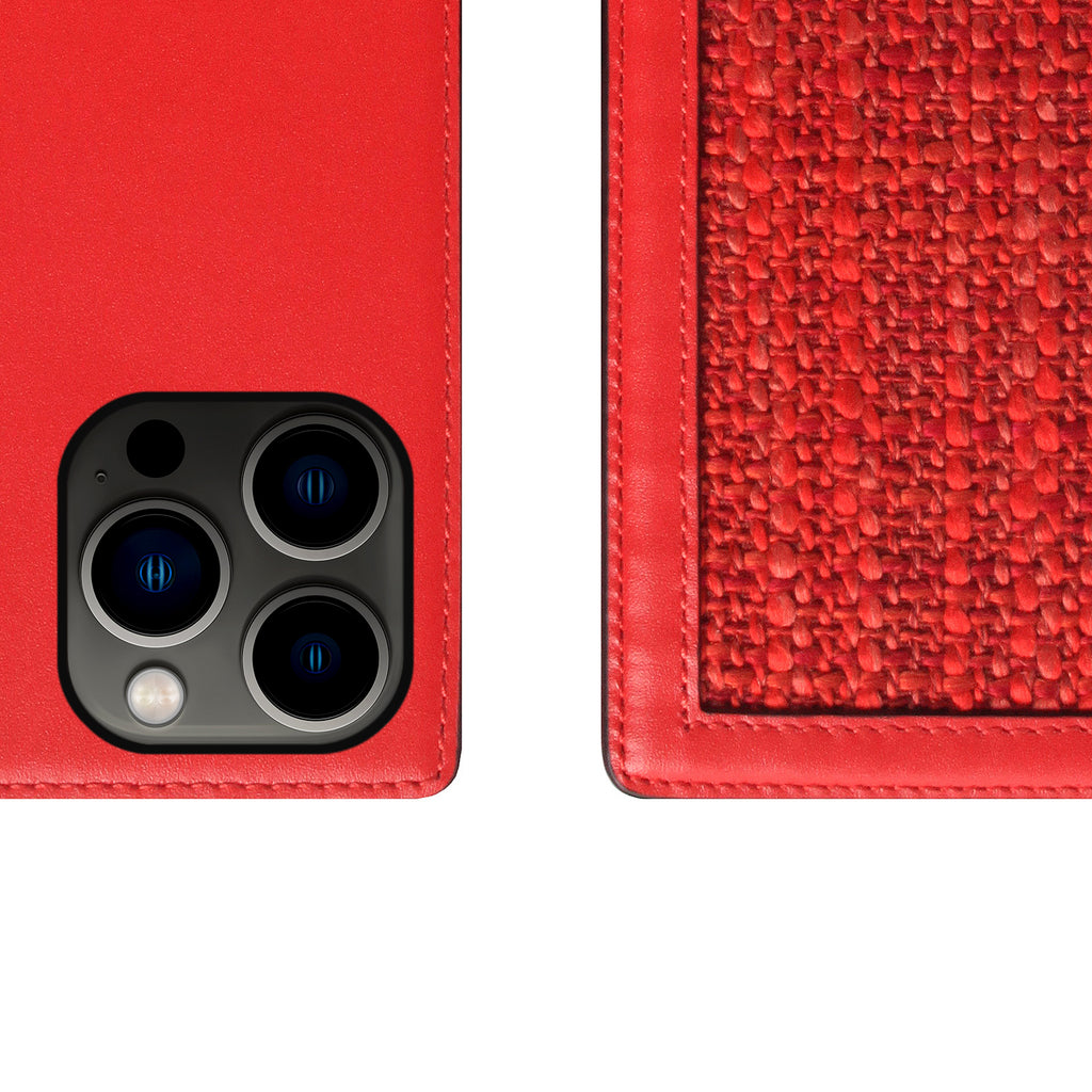 D5 Edition Calf Skin Leather Diary Case for iPhone 13 Pro (Red)