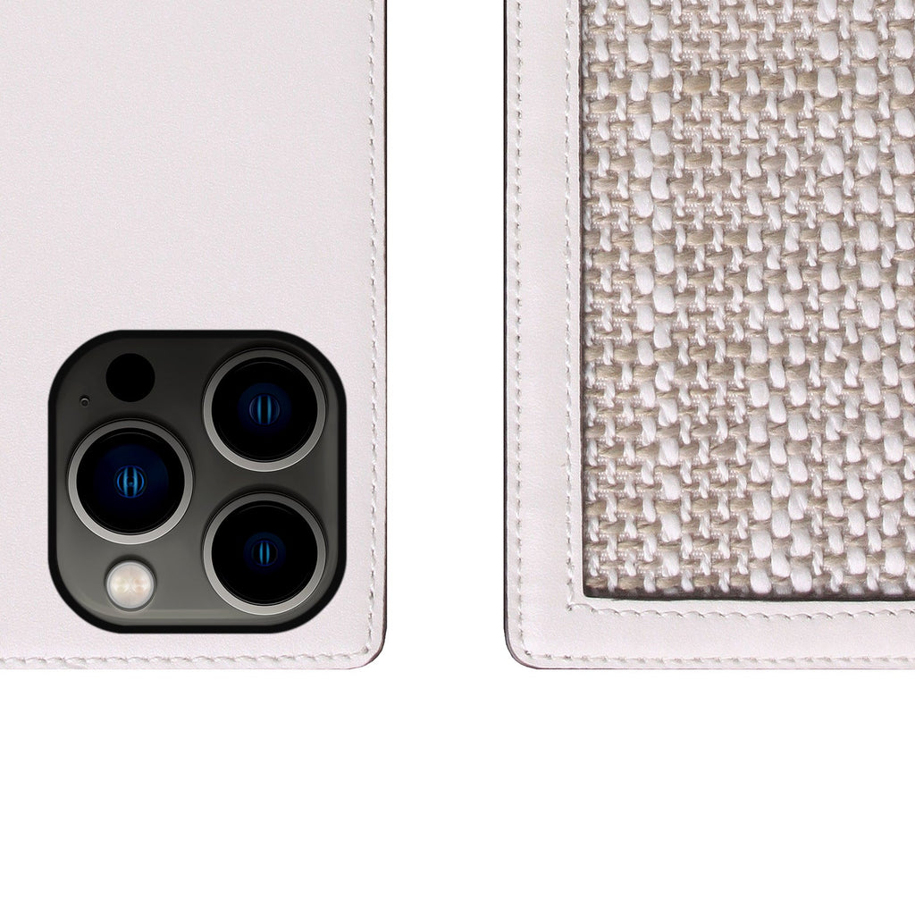 D5 Edition Calf Skin Leather Diary Case for iPhone 14 Pro (White)