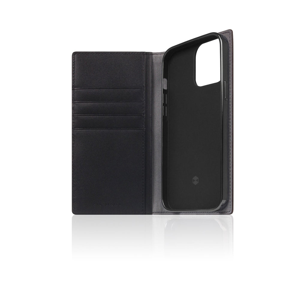 D5 Edition Calf Skin Leather Diary Case for iPhone 14 Pro (Black)