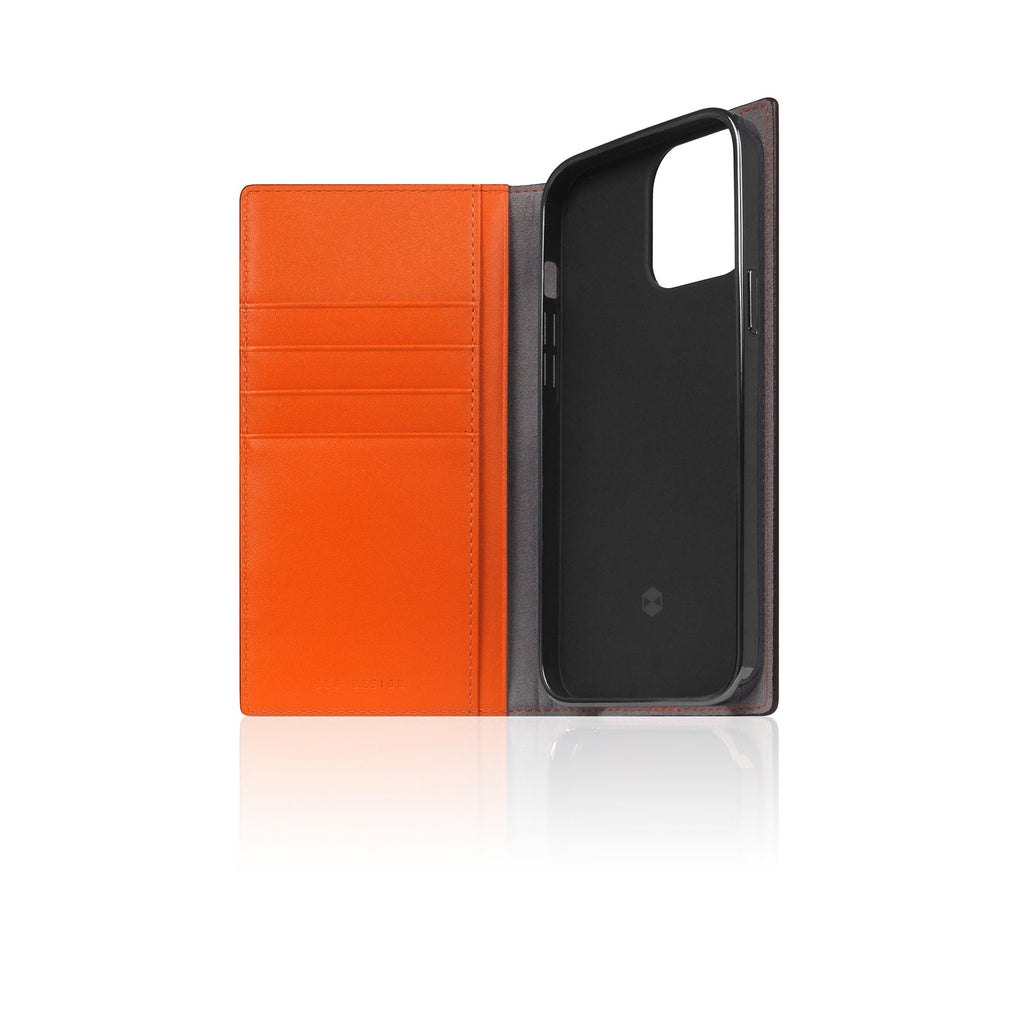 D5 Edition Calf Skin Leather Diary Case for iPhone 14 Pro (Orange)
