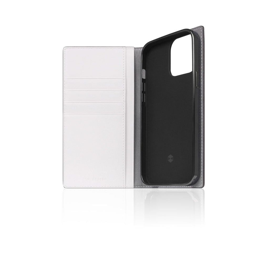 D5 Edition Calf Skin Leather Diary Case for iPhone 14 Pro (White)