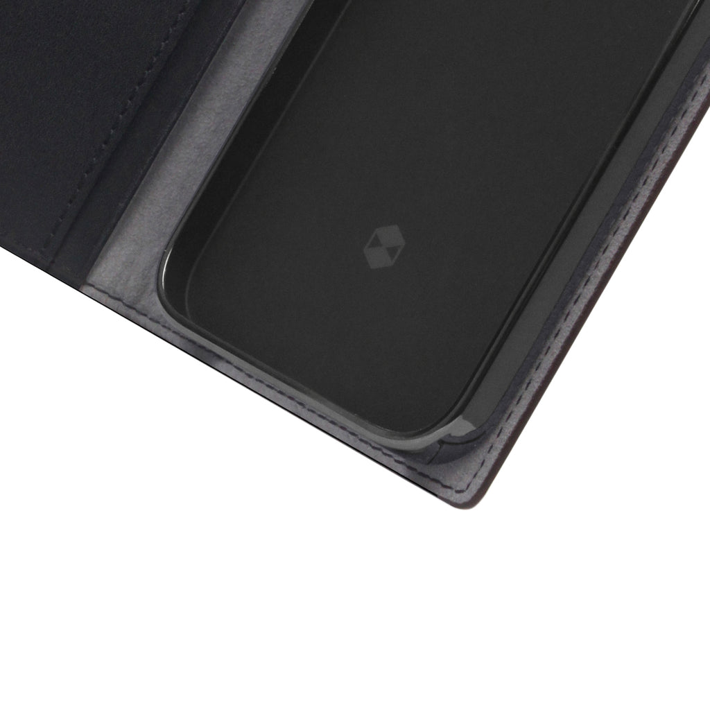 D5 Edition Calf Skin Leather Diary Case for iPhone 13 Pro (Black)