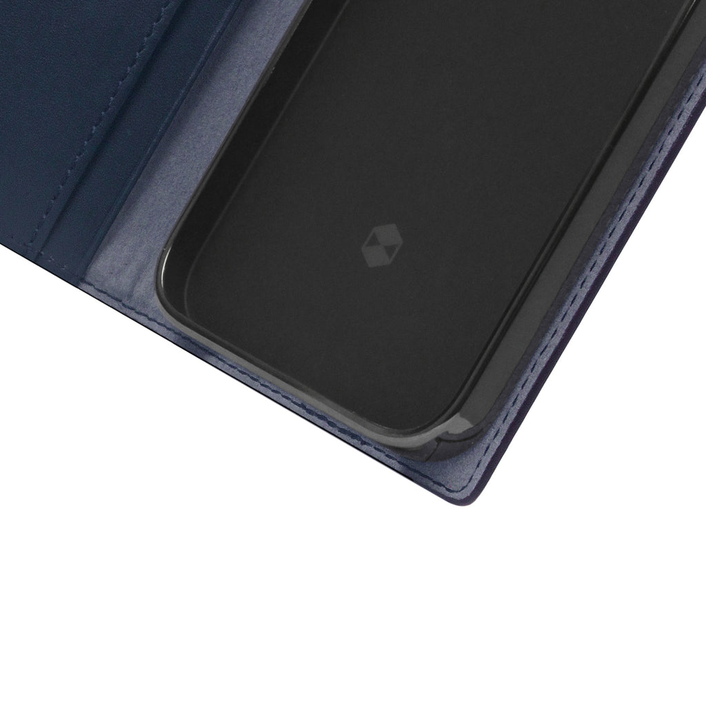 D5 Edition Calf Skin Leather Diary Case for iPhone 13 Pro (Navy)