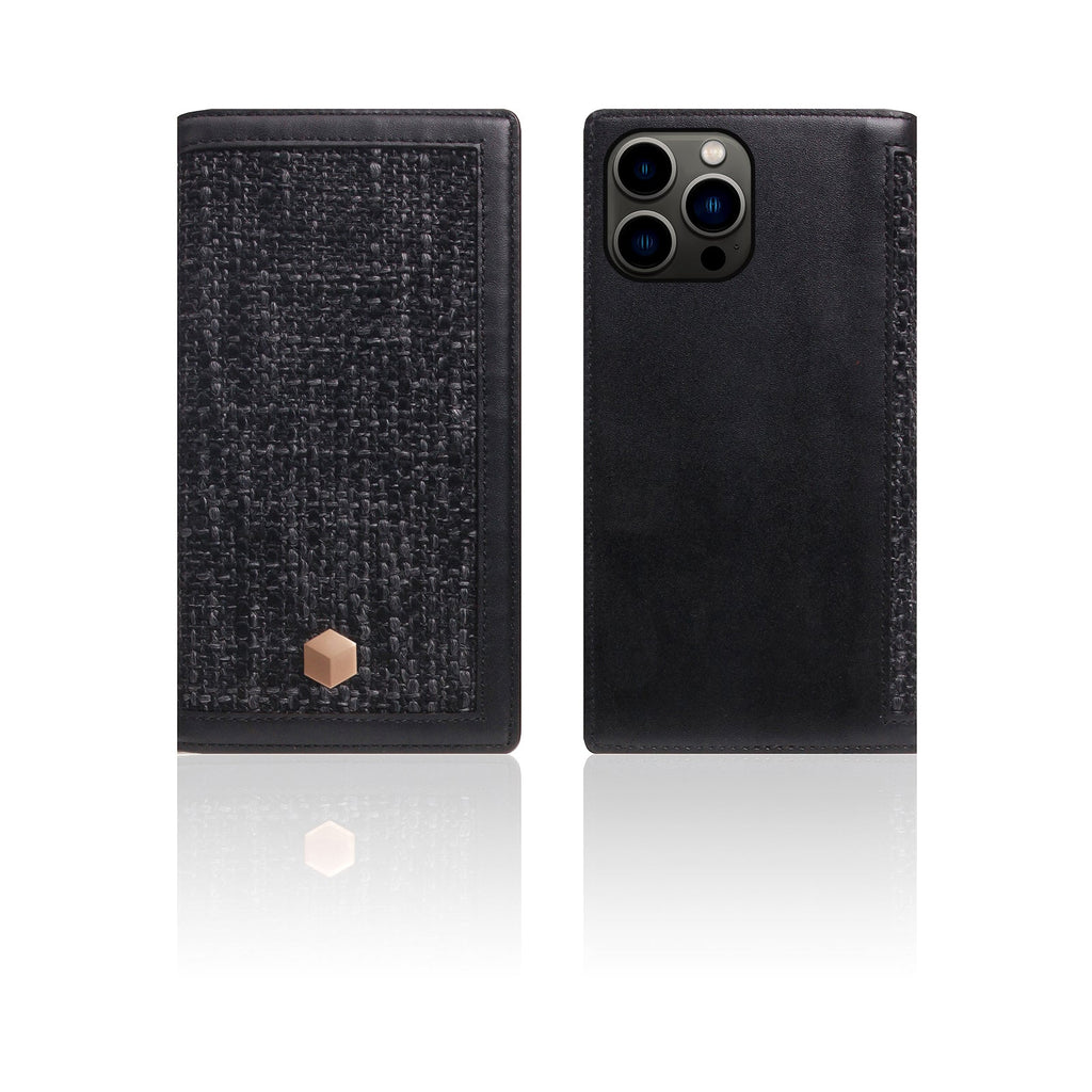 D5 Edition Calf Skin Leather Diary Case for iPhone 14 Pro Max (Black)