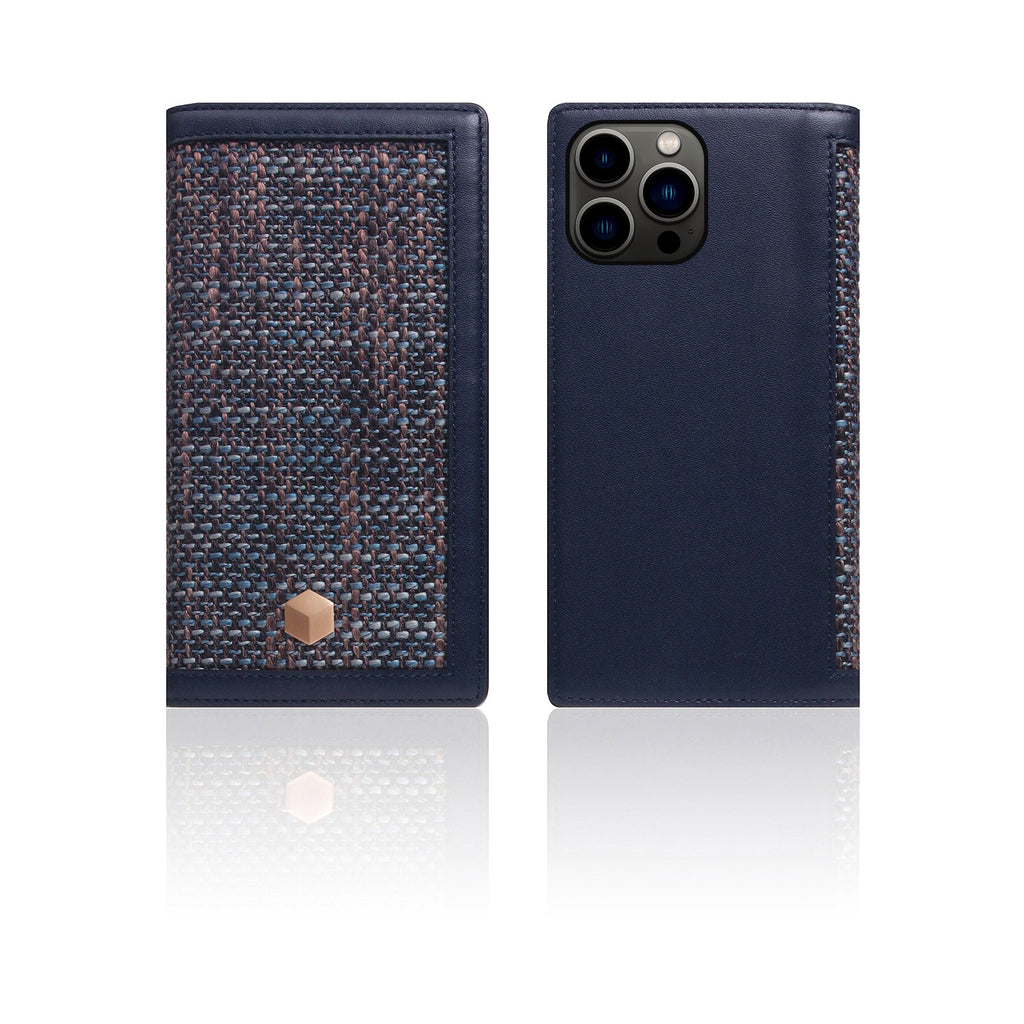 D5 Edition Calf Skin Leather Diary Case for iPhone 14 Pro Max (Navy)