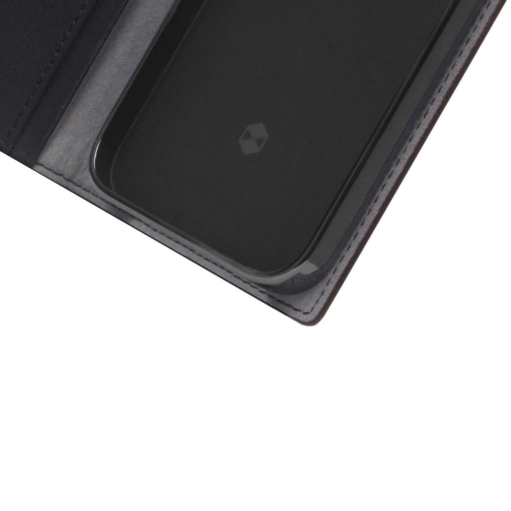 D5 Edition Calf Skin Leather Diary Case for iPhone 14 Pro Max (Black)