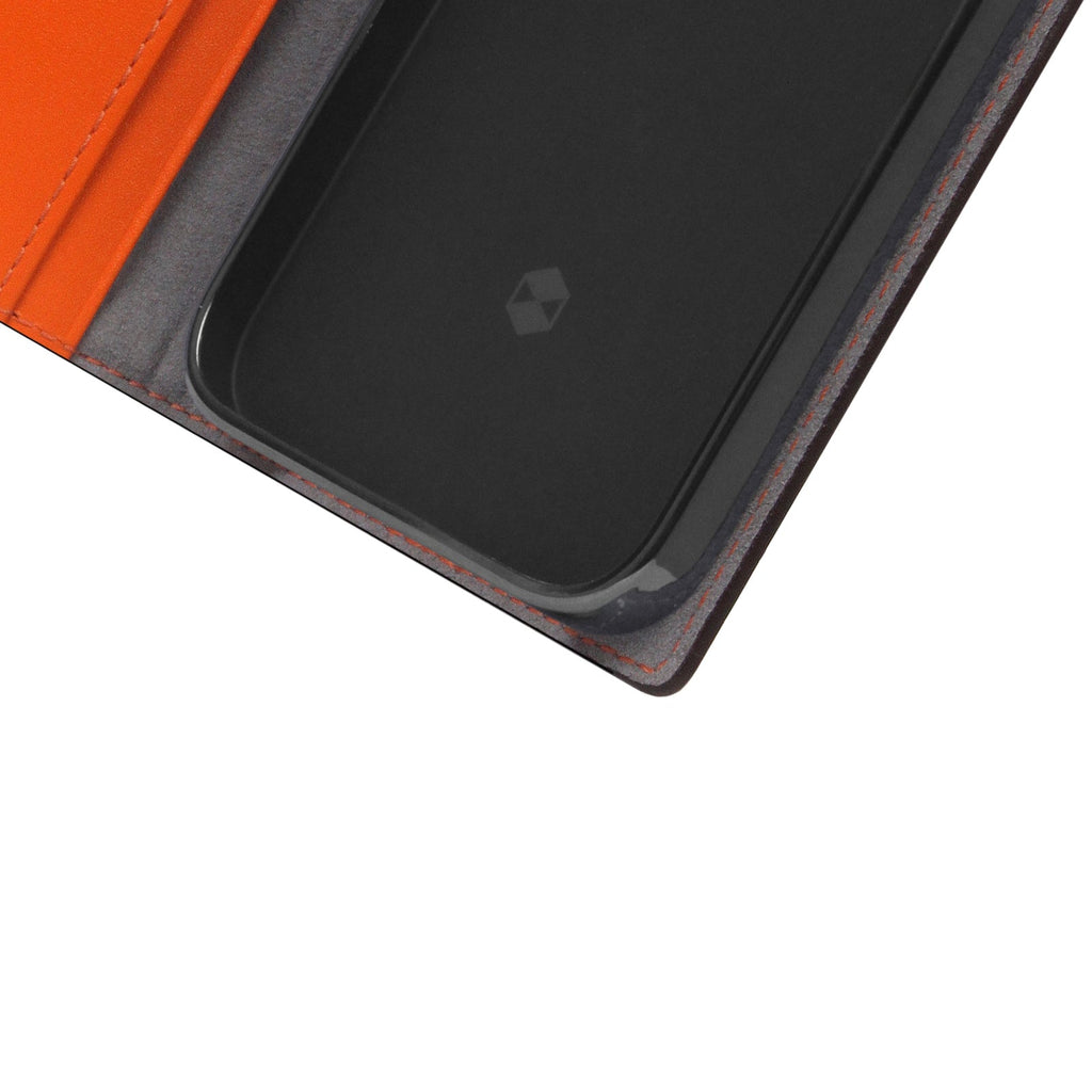 D5 Edition Calf Skin Leather Diary Case for iPhone 14 Pro Max (Orange)
