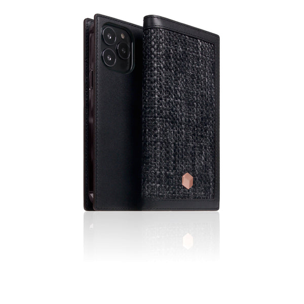 D5 Edition Calf Skin Leather Diary Case for iPhone 13 Pro Max (Black)