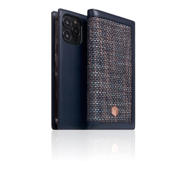 D5 Edition Calf Skin Leather Diary Case for iPhone 14 Pro Max (Navy)