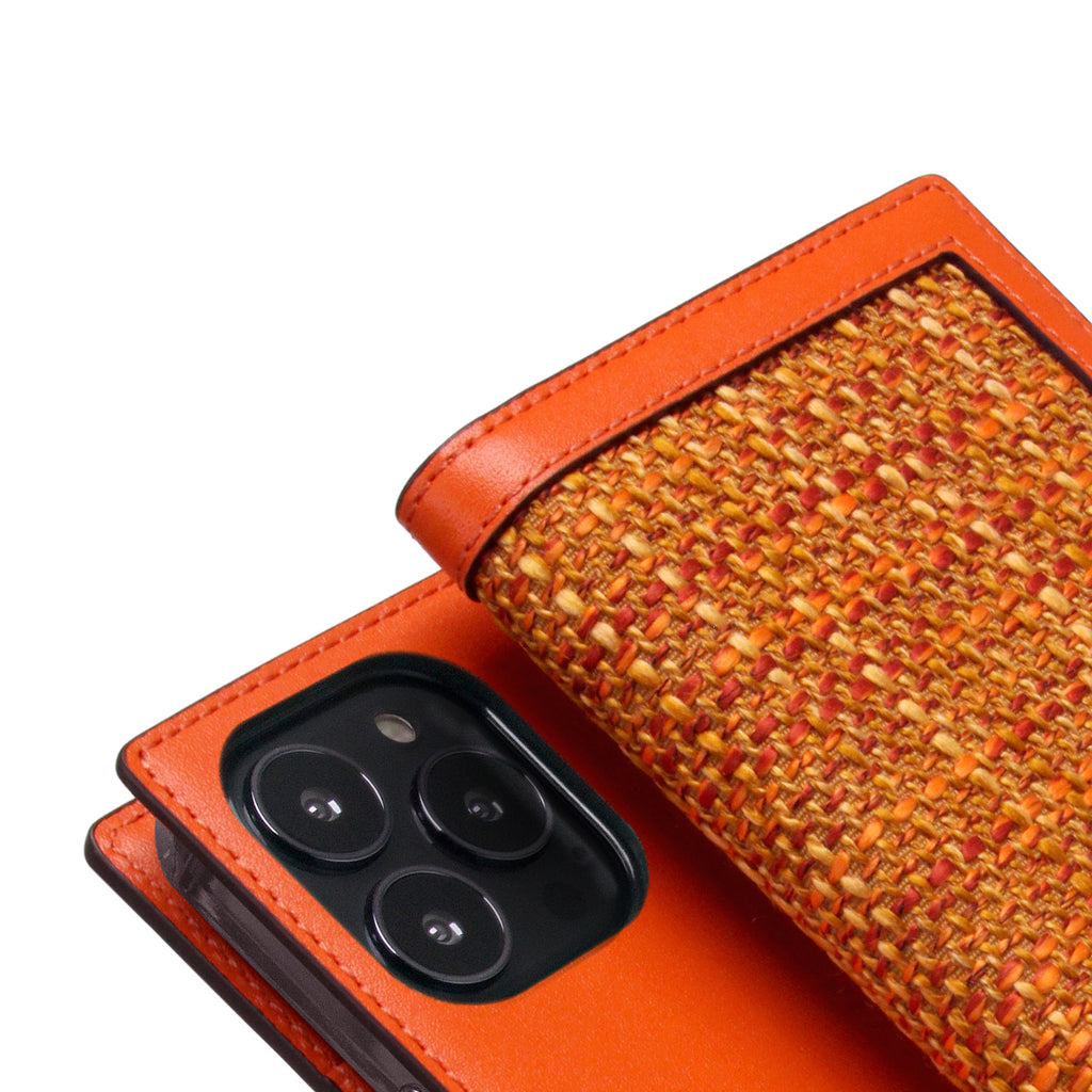 D5 Edition Calf Skin Leather Diary Case for iPhone 13 Pro Max (Orange)
