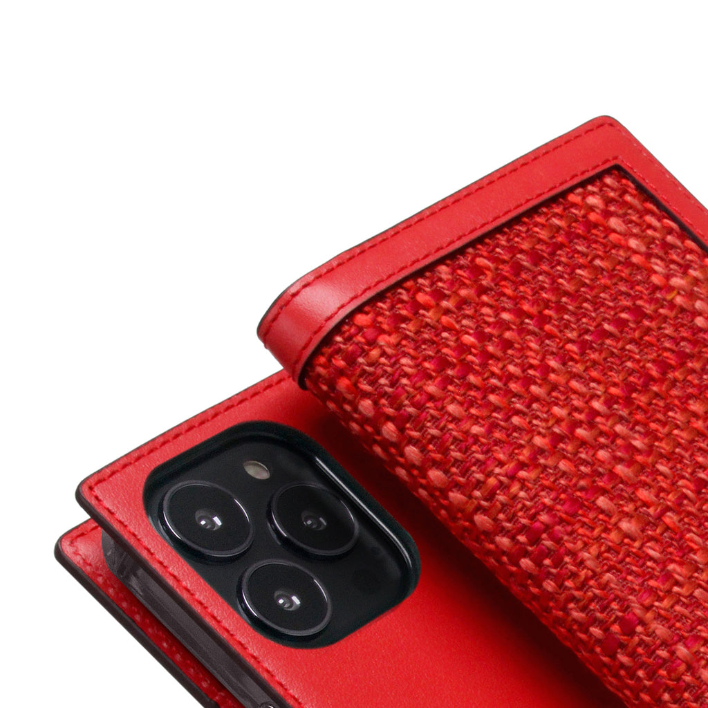 D5 Edition Calf Skin Leather Diary Case for iPhone 13 Pro Max (Red)