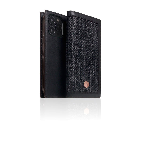 D5 Edition Calf Skin Leather Diary Case for iPhone 14 Pro (Black)