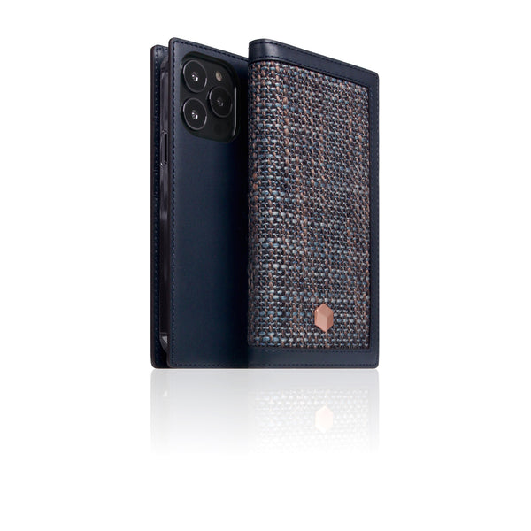 D5 Edition Calf Skin Leather Diary Case for iPhone 13 Pro (Navy)