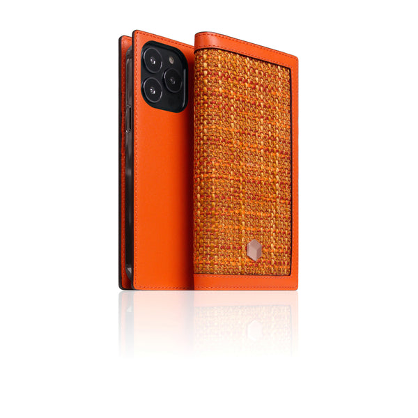 D5 Edition Calf Skin Leather Diary Case for iPhone 13 Pro (Orange)