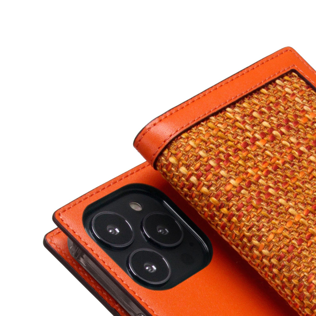 D5 Edition Calf Skin Leather Diary Case for iPhone 14 Pro (Orange)
