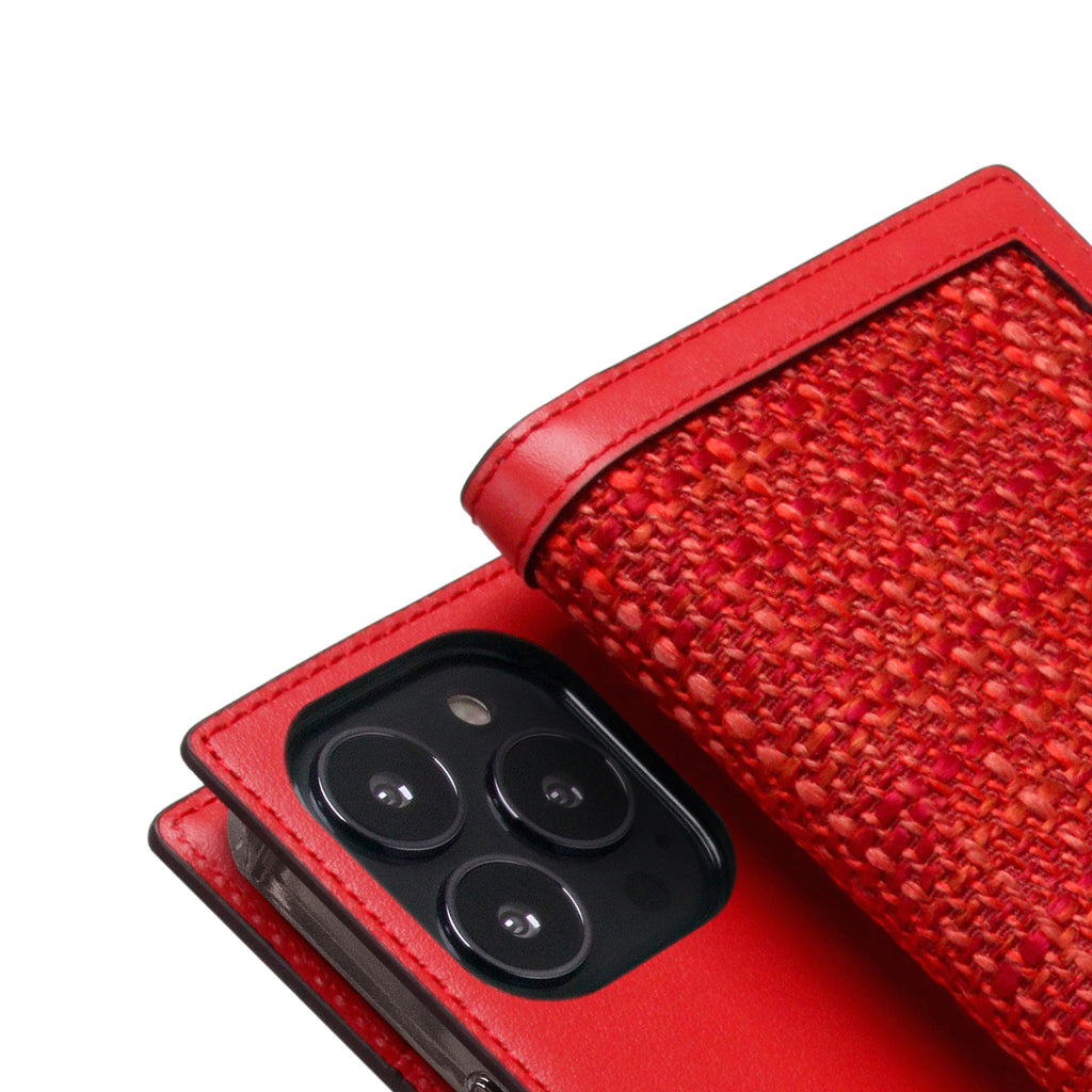 D5 Edition Calf Skin Leather Diary Case for iPhone 13 Pro (Red)