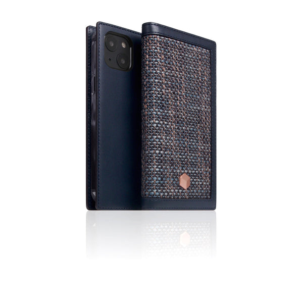 D5 Edition Calf Skin Leather Diary Case for iPhone 14 (Navy)