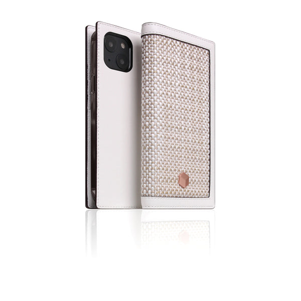 D5 Edition Calf Skin Leather Diary Case for iPhone 13 (White)