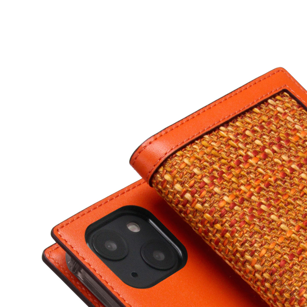 D5 Edition Calf Skin Leather Diary Case for iPhone 13 (Orange)